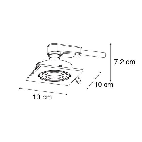 Qazqa Moderne Spot Encastrable Moderne Noir Rglable - Club Aluminium Noir Carr / Luminaire / Lumiere / clairage / Intrieur / Salon / Cuisine Gu10 Max. 1 X 50 Watt