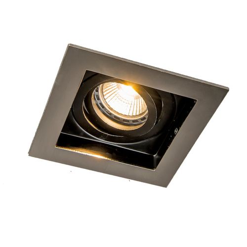 Qazqa Moderne Spot Encastr / Encastrable Carree En Acier Acier Acier Carr / Luminaire / Lumiere / clairage / Intrieur / Salon / Cuisine Gu10 Max. 1 X 50 Watt