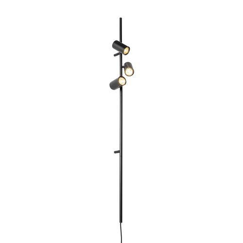 Qazqa Moderne Wandlamp Zwart Met Voetschakelaar 3-Lichts - Jeana Luxe Acier Noir Oblongue / Luminaire / Lumiere / clairage / Intrieur / Salon / Cuisine Gu10 Max. 3 X 50 Watt