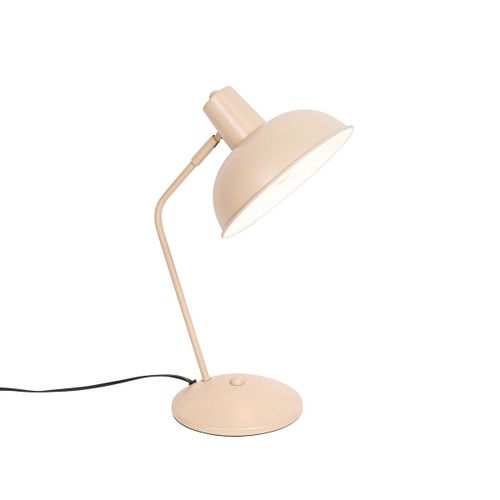 Qazqa Rtro /Design Retro Tafellamp Beige - Milou Acier Beige Rond / Lampe De Chevet / Luminaire / Lumiere / clairage / Intrieur / Salon E14 Max. 1 X 40 Watt
