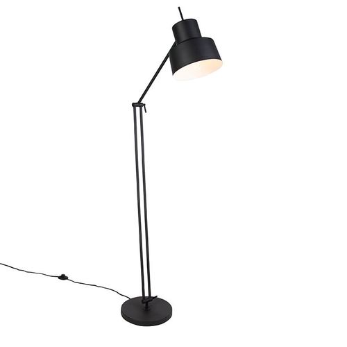 Qazqa Rtro Lampadaire / Lampe De Sol / Lampe Sur Pied / Luminaire / Lumiere / clairage Retro Noir - Chappie Acier Noir Oblongue / Intrieur / Salon E27 Max. 1 X 60 Watt