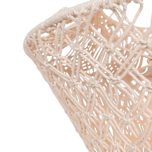Qazqa Rustique Lampe   Salle A Manger Suspension / Lustre / Luminaire / Lumiere / ÉClairage Country Macram 90 Cm - String Corde Beige Bio / IntRieur / Salon / Cuisine E27 Max. 1 X 60...