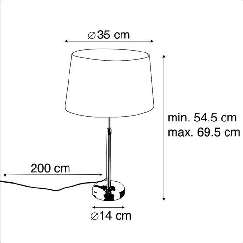 Qazqa Rustique Lampe De Table / Lampe á Poser / Luminaire / Lumiere / ÉClairage Or / DorE / D'or / Laiton Avec Abat-Jour Lin Gris 35 Cm - Parte Acier /Tissu Gris,Dor/Laiton Cylindre...