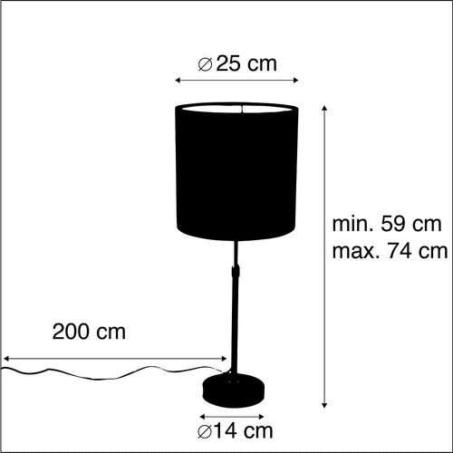 Qazqa Rustique Lampe De Table / Lampe á Poser / Luminaire / Lumiere / ÉClairage Or / DorE / D'or / Laiton Avec Abat-Jour Velours Bleu 25 Cm - Parte Tissu /Acier Bleu,Dor/Laiton...