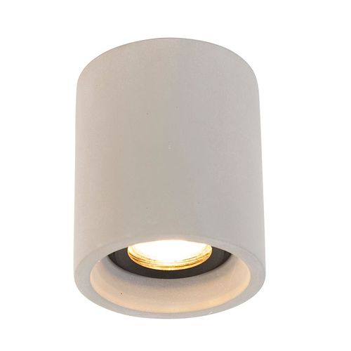 Qazqa Rustique /Rustique Smart Ronde Plafondplafonnier Spot Beton Incl. Wifi Gu10 - Deep Pierre/BTon Gris Rond / Luminaire / Lumiere / ÉClairage / IntRieur / Salon / Cuisine Gu10 Max. 1...