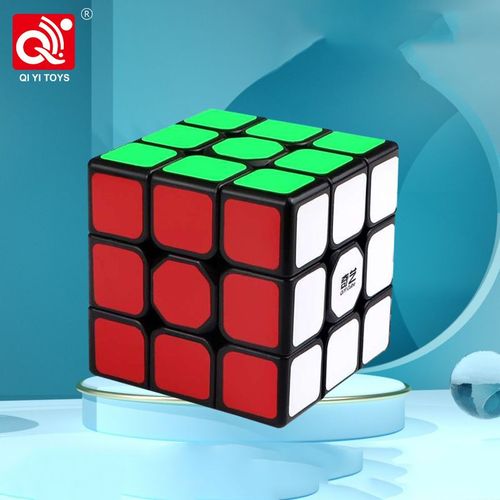 Qiyi-Cube Magique En Forme De Dakota Ide En Cuir Chevelu D'rable,Autocollant Noir,Sq1 Twisted Alien,2x2,3x3,5 Tours Inclins, - Type 3x3 W Black