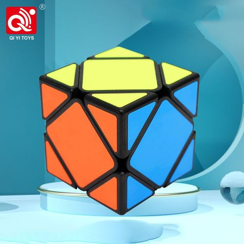 Qiyi-Cube Magique En Forme De Dakota Ide En Cuir Chevelu D'rable,Autocollant Noir,Sq1 Twisted Alien,2x2,3x3,5 Tours Inclins, - Type Slanting Turn Black