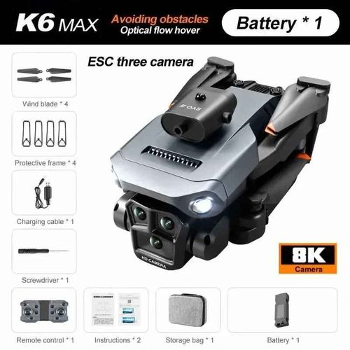 Quadricoptre D'vitement D'obstacles,Jouet Arocraft,Flux Optique Grand Angle,4 Voies,Gps,3 Camras Professionnelles,Xiaomi K6 Max Drone 8k - Type Black-8k-Bag-1b #A