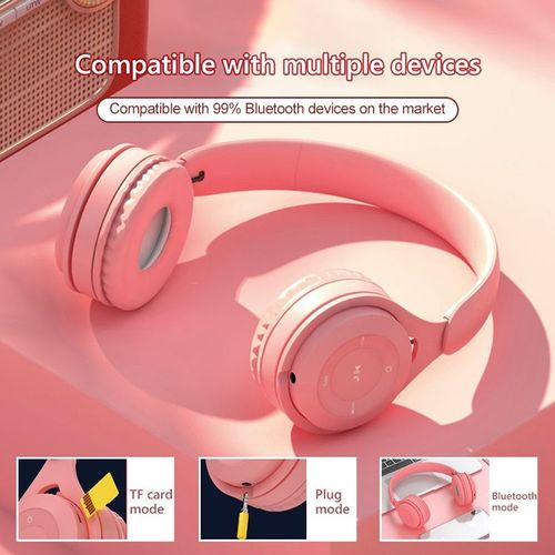 Qualit Sonore Hifi Casque Bluetooth Macaron Autonomie Longue Dure Support Appels Micro SD AUX 3.5mm + SD 4Go Jaune YONIS