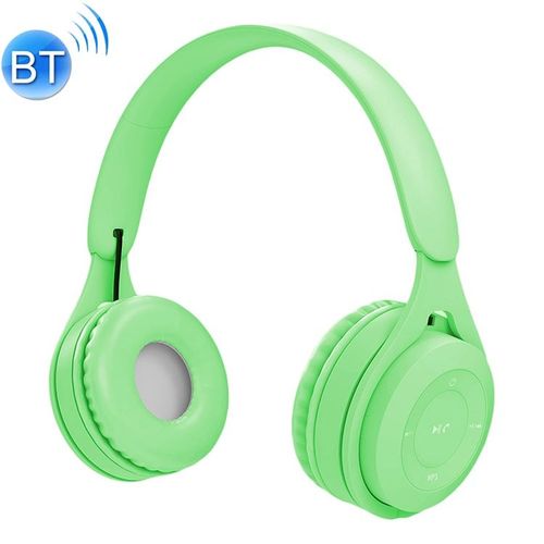 Qualit Sonore Hifi Casque Bluetooth Macaron Autonomie Longue Dure Support Appels Micro SD AUX 3.5mm + SD 4Go Vert YONIS