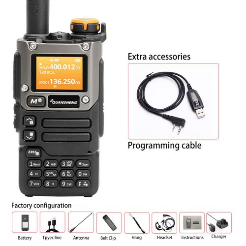 Quansheng UV-K6 talkie-walkie 5W bande d'air Radio Tyep C Charge UHF VHF DTMF FM brouilleur NOAA frquence sans fil Radio CB bidirectionnelle - Type Data cable-EURO