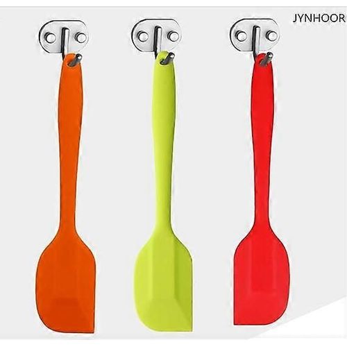 Quatre Grattoirs En Silicone Rsistant  La Chaleur, Caoutchouc Flexible Antiadhsif Avec Accessoires De Cuisine En Acier Inoxydable Solide (Rouge, Bleu Ciel, Vert, Orange)