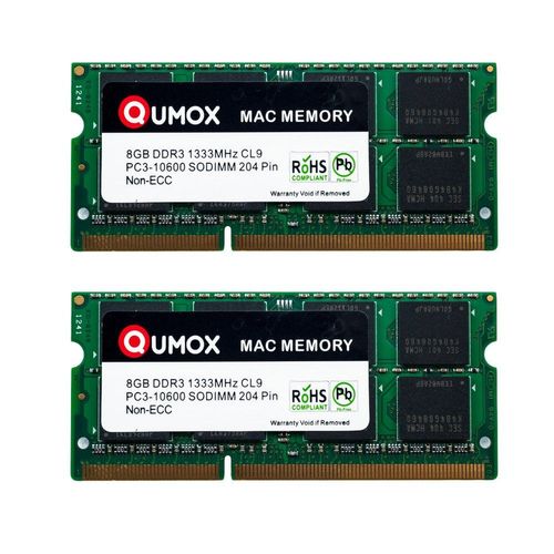 QUMOX 16Go ( 2x 8Go ) 1333MHz DDR3 PC3-10600 - PC-10600 204 broches SO DIMM CL9 mmoire pour Apple Mac