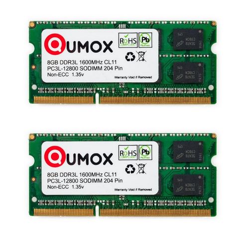 QUMOX 16Go (2x 8Go) 1600MHz DDR3 DDR3L PC3-12800 /PC-12800 (204 broches ) SO-DIMM mmoire pour ordinateur portable 1.35v