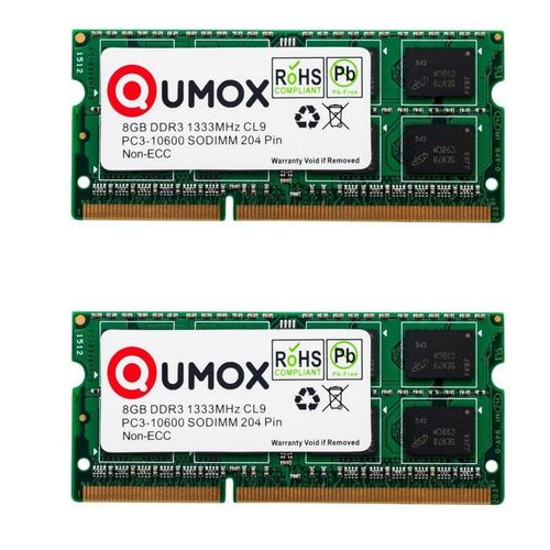QUMOX 16Go (2x 8Go) DDR3 1333MHz PC3-10600 PC-10600 (204 broches) SO-DIMM Mmoire