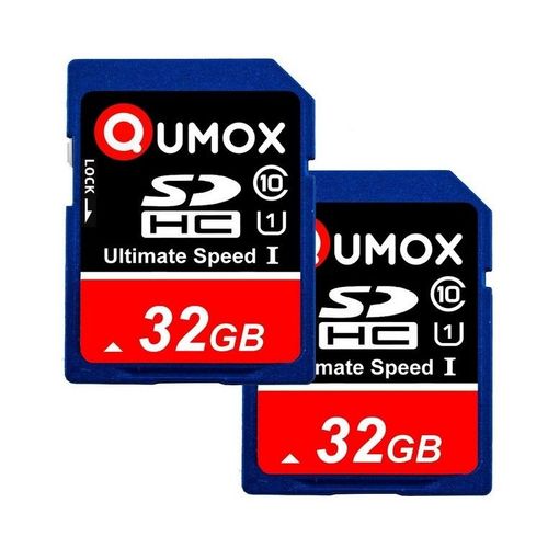 QUMOX 2pcs Pack 32 Go SDHC Class 10 UHS-I SD Carte Mmoire HighSpeed Write Speed 40MB/s read speed upto 80MB/s