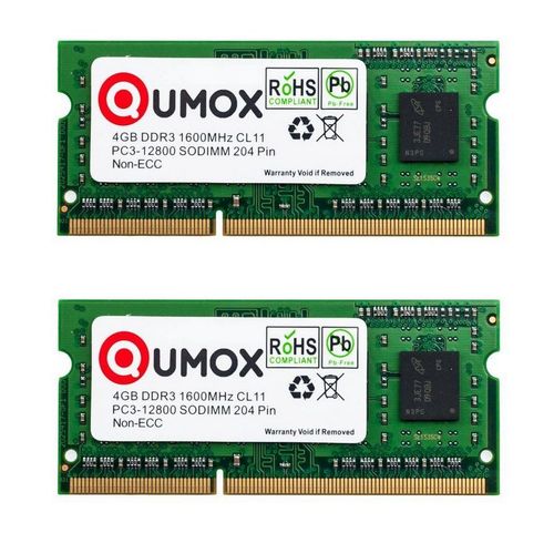 QUMOX 8Go 8G (2x 4 Go) DDR3 1600MHz PC3-12800 (204 broches) SO-DIMM Mmoire