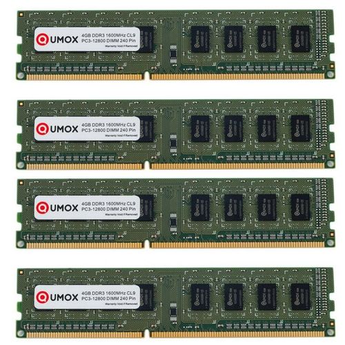 QUMOX mmoire 16Go (4x 4Go) DDR3 1600 PC3-12800 PC-12800 1600MHz - 240 broches