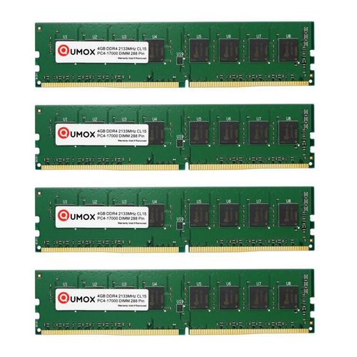 QUMOX mmoire 16Go (4x 4Go)DDR4 2133 2133MHz PC4-17000 PC-17000 (288 broches) DIMM mmoire ordinateur de bureau