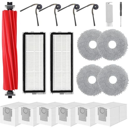 Qv35 Accessoires De Rechange Pour Roborock Qv 35A/Qv 35S/Qr 598/Qr 798 Robot Aspirateur, 1 Brosse Principale, 4 Brosses Latrales, 2 Filtres Hepa, 4 Serpillires, 6 Sacs  Poussir[SSE7110476]