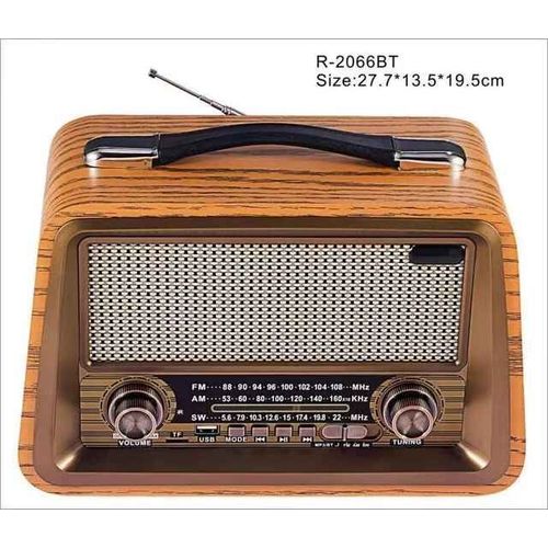R-2066BT Rtro Multi Bande Rel En Bois Rechargeable Radio Avec Wireles Bluetooth Lien USB Rgule 3 Lecteur Extrieur Portable Haut-Parleur Bote #B