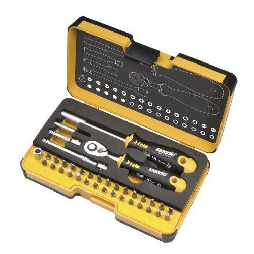 R-Go 36- Set Des Outils 1/4 Avec Cliquet Ergonic Et Accessoires Dans Xl-Strongbox 36-Pc.