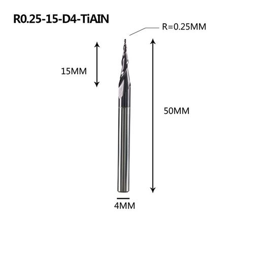 R0.25-15-D4 Mches De Dfonceuse  Revtement En Carbure De Tungstne Massif, Cnc, 1 Pice 