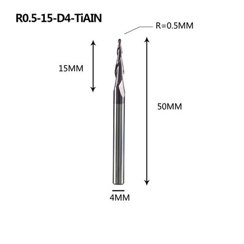 R0.5-15-D4 Mches De Dfonceuse  Revtement En Carbure De Tungstne Massif, Cnc, 1 Pice 