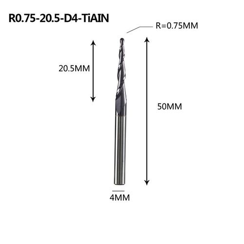R0.75-20.5-D4 Mches De Dfonceuse  Revtement En Carbure De Tungstne Massif, Cnc, 1 Pice 