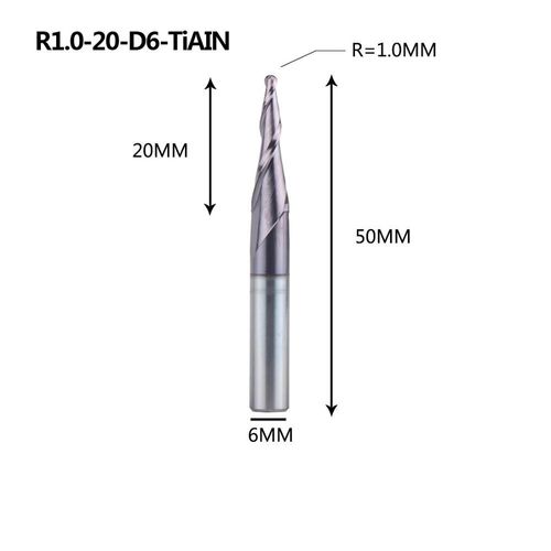 R1.0-20-D6 Mches De Dfonceuse  Revtement En Carbure De Tungstne Massif, Cnc, 1 Pice 