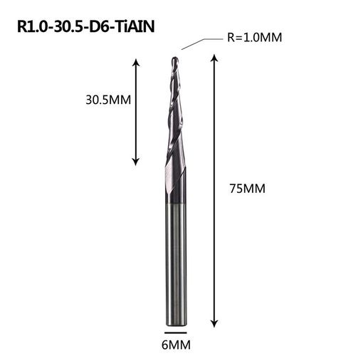 R1.0-30.5-D6 Mches De Dfonceuse  Revtement En Carbure De Tungstne Massif, Cnc, 1 Pice 