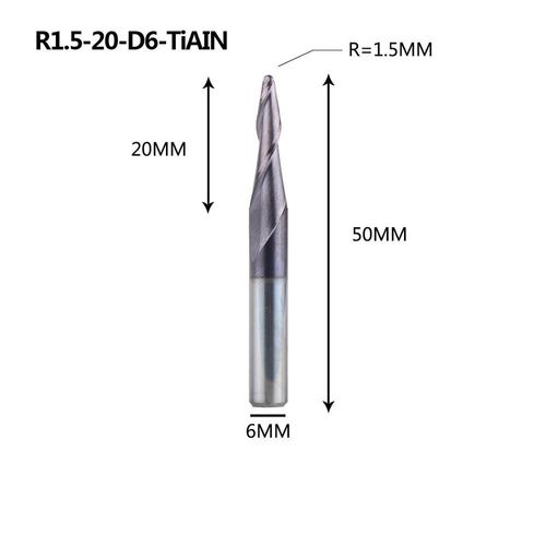 R1.5-20-D6 Mches De Dfonceuse  Revtement En Carbure De Tungstne Massif, Cnc, 1 Pice 