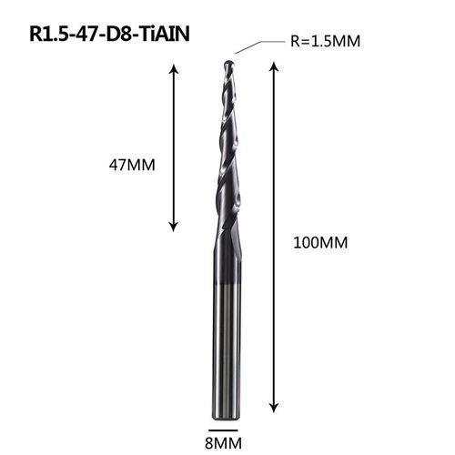 R1.5-47-D8-100 Mches De Dfonceuse  Revtement En Carbure De Tungstne Massif, Cnc, 1 Pice 