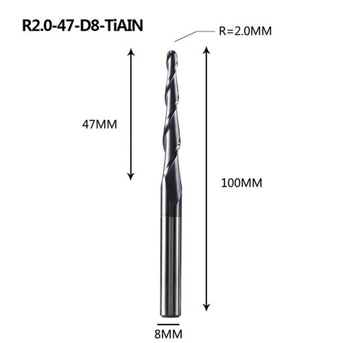 R2.0-47-D8-100 Mches De Dfonceuse  Revtement En Carbure De Tungstne Massif, Cnc, 1 Pice 