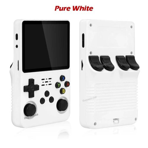 R36s Blanc Pur - Console De Jeu Vido Transparente Rtro, Nouveau Systme Linux, R36s