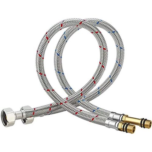 Lot De 2 Tuyaux Flexibles 1/2", Tuyau Blindé 1/2, Raccord Et Filetage