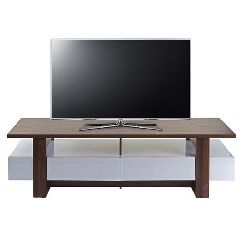 Rack Tv Hwc-B51, Table De Tlvision, Armoire, Lowboard, Structure 3d, Aspect Noix, Poli Fin 46x150x45cm