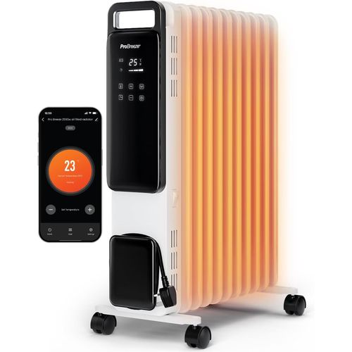 Radiateur Bain d'Huile Connect 2500W 11 lments - Chauffage lectrique, Contrle Via App, Mode conomique, 3 Modes Chauffage, Thermostat Rglable, Scurit Anti-basculement & Minuteur 24H