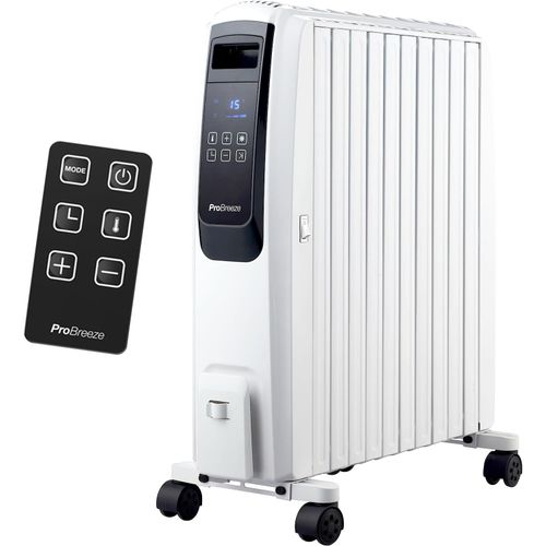Radiateur Numrique  Bain d`Huile 2500W, Mobile, Chauffage lectrique 10 lments, Minuteur Intgr, 4 Puissances de Chauffage, Thermostat, Tlcommande