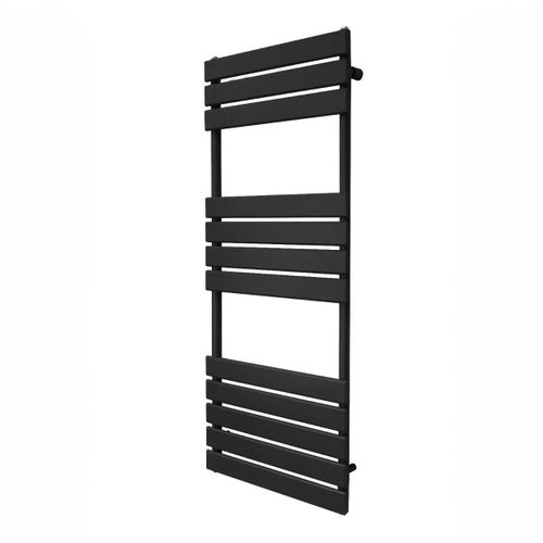 Radiateur Sche-Serviettes  Panneau Plat 1200mm x 450mm, Chauffage Mural Salle de Bain Moderne Eau Chaude, Acier au Carbone Noir Mat [Brosse, Attaches & Supports INCLUS]