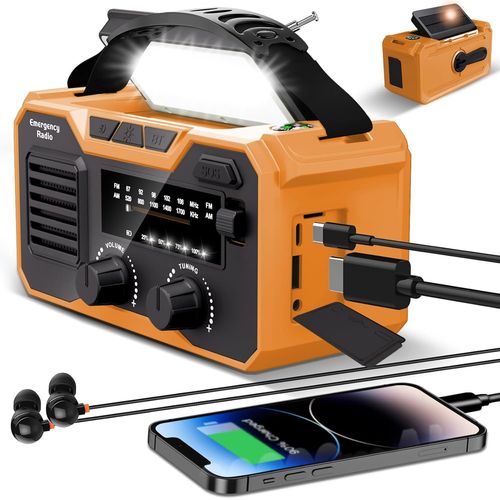 Radio  Manivelle 30 000 Mah-Radio Solaire D'urgence-Manivelle Fm/Am-Avec Chargeur De Tlphone Portable Et Lampe De Poche-Alarme Sos-Radio D'urgence-Radio  Manivelle Avec Haut-Parleurs