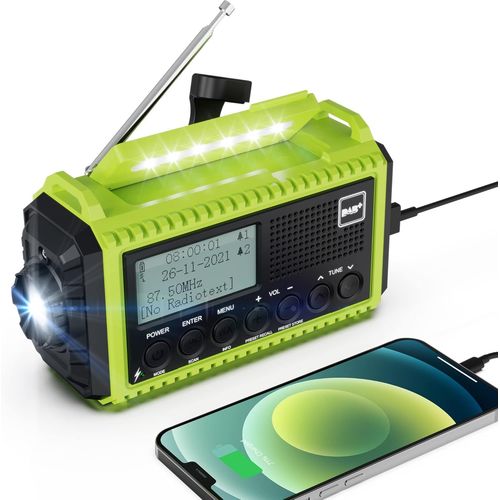 Radio Rveil Portable Dab+/Dab/Fm, Solaire Et Manivelle, 5000mah Batterie Rechargeable&usb, Lumineux & Lampe Poche Et Lampe De Lecture, Kit Survie Sos, Impermable Pour Randonne, Camping Et Extrieur