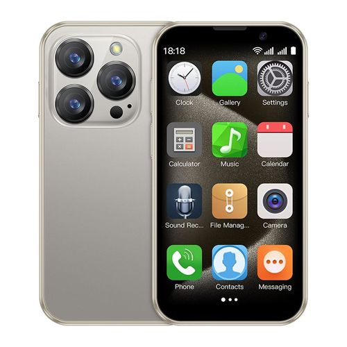 Rainbuvvy XS18 Pro 3G Smartphone 3.0 pouces Mini Telephone 2GB+16GB Bluetooth 4.0 Reconnaissance faciale Android 9.0 900mAh Double SIM Double Veille Or