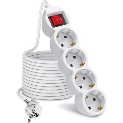Rallonge Multiprise De 3 Mtres Avec 4 Prises Et Interrupteur Blanc