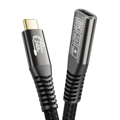 rallonge thunderbolt 4,[40Gbps 240W] Cble d'extension usb c male femelle, 8K@60Hz Cable rallonge usb c 40gbps Compatible Hub,Dock,Switch,SSD,eGPU,Laptops, Display,Monitor,VR,iPhone 16 50cm.[F380]