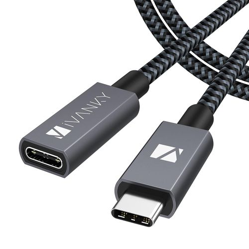 Rallonge Usb C, Cble D'Extension Type C Mle  Femelle Compatible, Supporte Chargement/Synchronisation/Vido 4K Pour Macbook Pro 2017 Samsung S10 S9 Huawei Mate 20 P20 Pro - 2M[X4322]