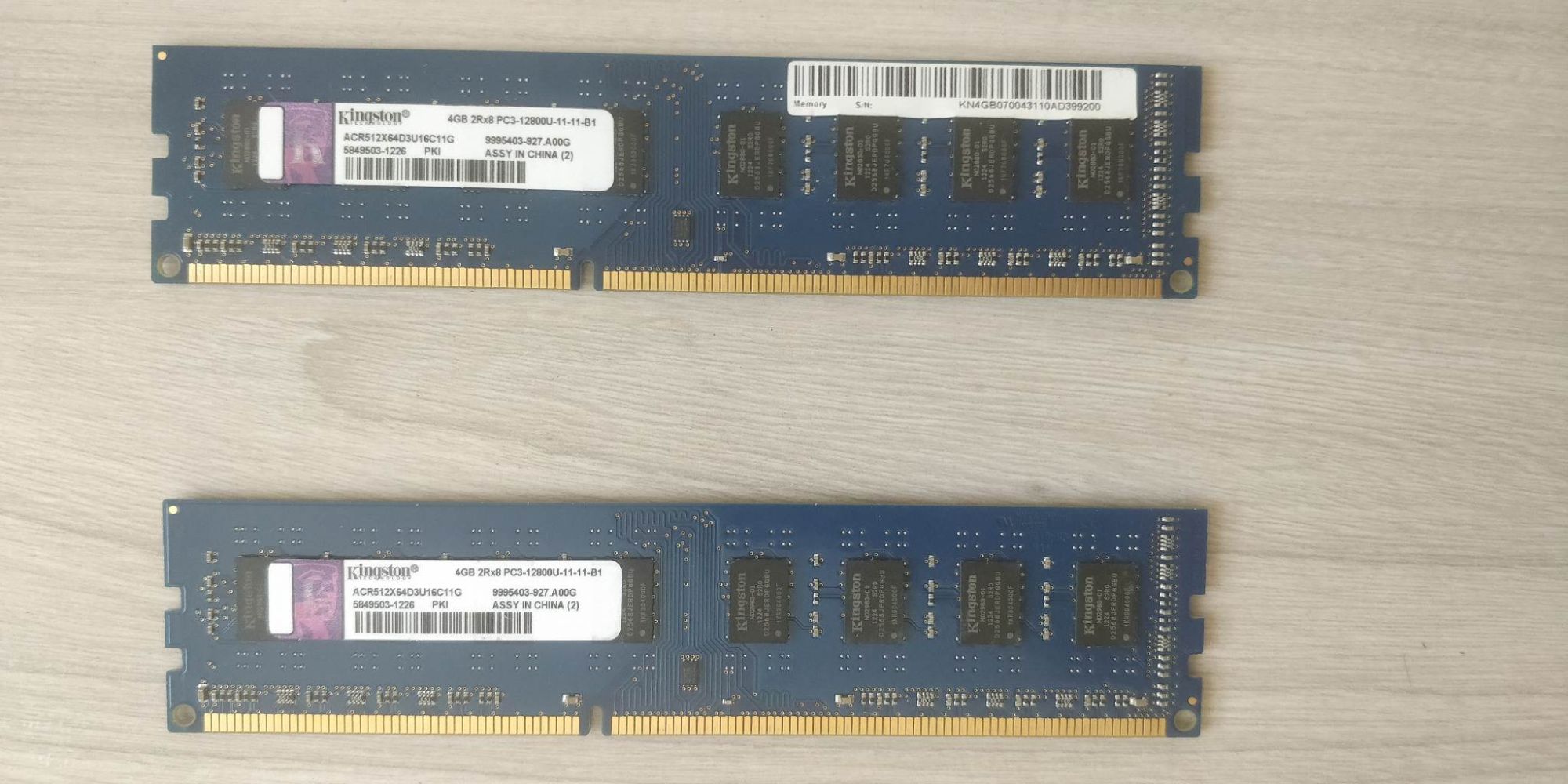RAM DIMM Kingston 8GB Kit (2 X 4GB) PC3-12800U DDR3-1600MHz CL11 RAM