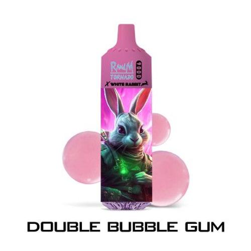 Randm : Puff Tornado -Double Bubble Gum- 9000 Puff By Randm - White Rabbit- Sans Nicotine-