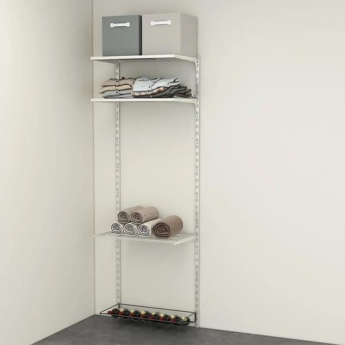 Rangement Ouvert Mural 1 Colonne Avec 1 Tablette Filaire Et 1 Range Bouteilles H. 200 X L. 66 X P. 40 Cm