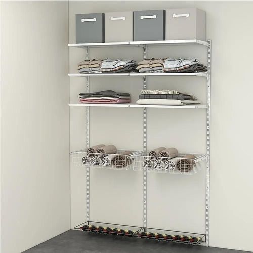 Rangement Ouvert Mural 2 Colonnes Avec 2 Paniers Et 2 Range Bouteilles H. 200 X L. 132 X P. 40 Cm